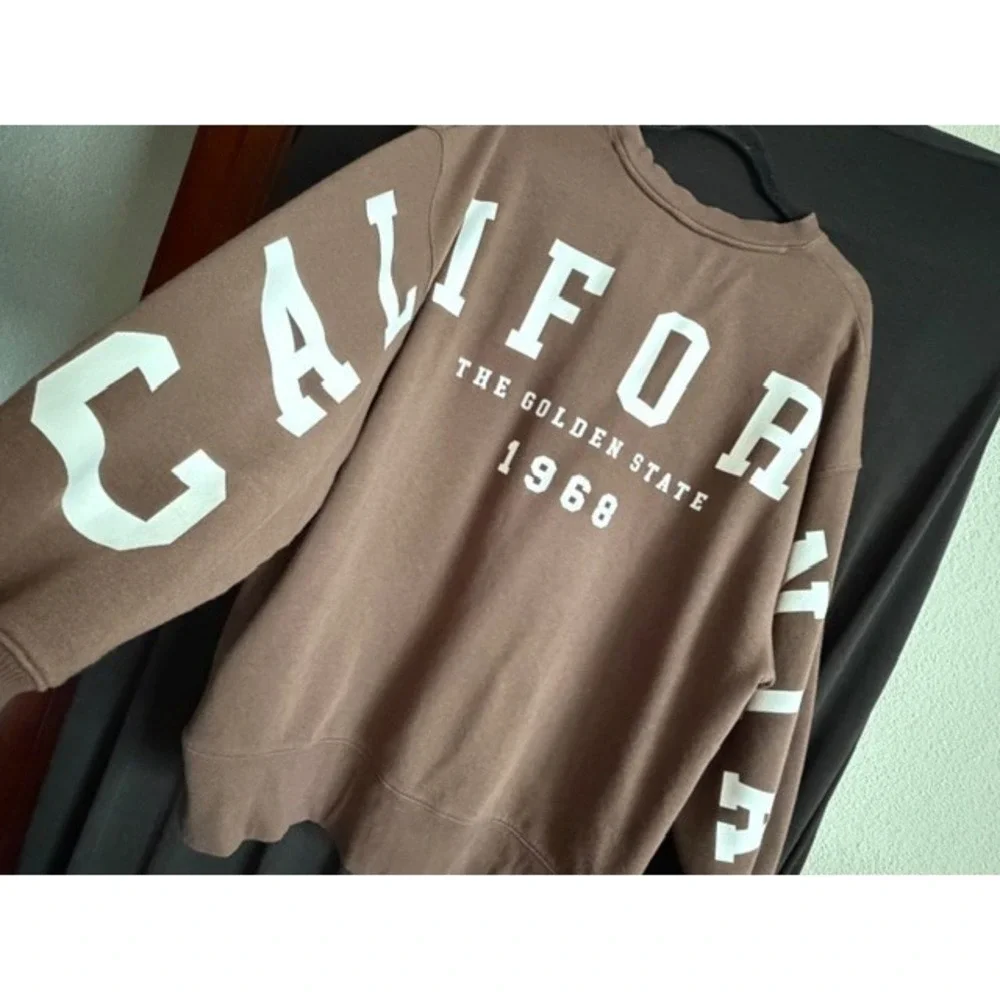 Wild Fable California Golden State‎ Oversized Sweatshirt Brown XL Thumbholes - Picture 7 of 8